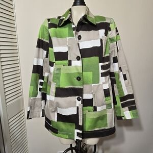 Green and gray abstract coat